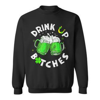 Bitches Drink Up St Patrick's Day Beer Lover Womens Sweatshirt - Thegiftio