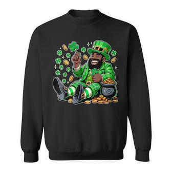 Black African American Leprechaun Saint Patrick's Day Sweatshirt - Monsterry