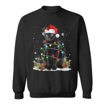 Black Cat Santa Christmas Family Matching Pajamas Xmas Sweatshirt - Monsterry