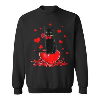 Black Cat Valentines Day Boys Girls Valentine Sweatshirt - Thegiftio UK