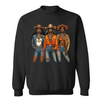 Black Cowgirl Melanin Western Rodeo Texas Black History Sweatshirt - Seseable