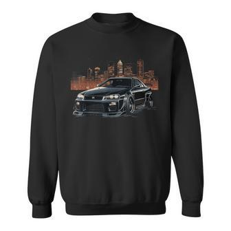 Black Gt R 34 Skyline Jdm Car Enthusiast Sweatshirt - Seseable