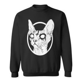 Black Metal Sphynx Cat I Goth And Death Metal Sweatshirt - Monsterry