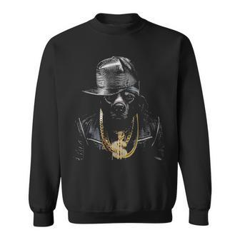Black Pit Bull Rapper As Hip Hop Artist Dog Sweatshirt | Mazezy DE