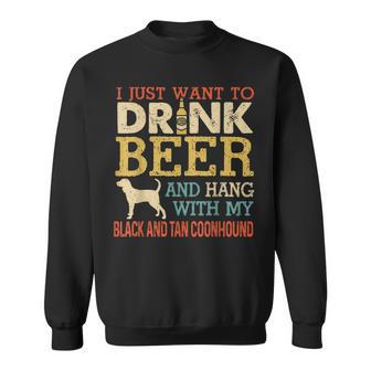 Black And Tan Coonhound Dad Drink Beer Hang With Dog Sweatshirt - Monsterry CA