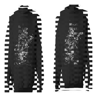 Black And White Cat Playing Guitar Rock Cat Heavy Meowtal Sweatshirt - Thegiftio