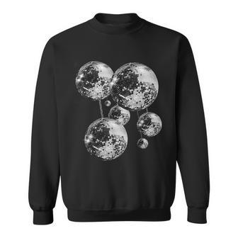 Black And White Disco Ball Pattern 70S 80S Retro Vintage Sweatshirt - Monsterry