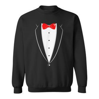 Black And White Tuxedo With Red Bowtie T Sweatshirt - Monsterry