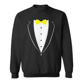 Black And White Tuxedo With Yellow Bow Tie Novelty T Sweatshirt - Monsterry DE