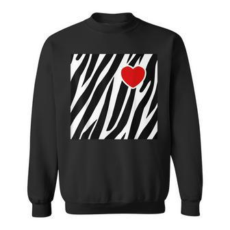 Black And White Zebra Print With Heart Sweatshirt | Mazezy