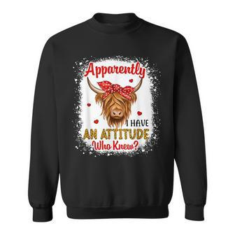 Bleached Highland Cow Apparently I Have An Attitude Who Knew Sweatshirt - Monsterry AU