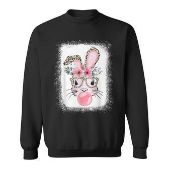 Bleached Rabbit Bunny Blowing Bubble Gum Easter Day Sweatshirt - Thegiftio UK