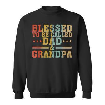Blessed To Be Called Dad And Grandpa Retro Father's Day Sweatshirt - Thegiftio UK