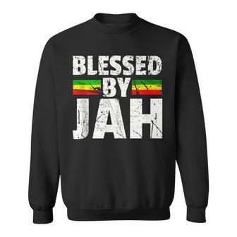 Blessed By Jah Rasta Reggae Graphic Jah Bless Print Sweatshirt - Monsterry CA
