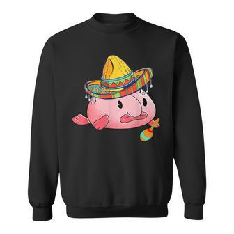 Blobfish Mexican Grumpy Blob Fish Sombrero Costume Sweatshirt - Monsterry CA