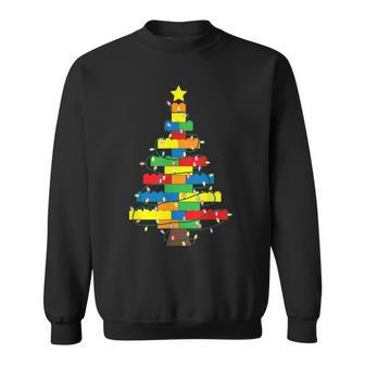 Block Brick Building Light Christmas Tree Master Builder Sweatshirt - Monsterry