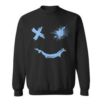 Blue Grunge Smile Blue Color Graphic Sweatshirt - Monsterry AU