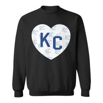 Blue Kc Heart Kansas City 2 Letter Kc Pattern Love Kc Blue Sweatshirt - Monsterry