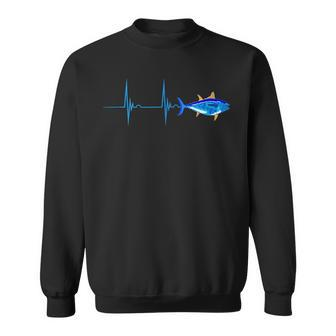 Bluefin Tuna Heartbeat Ekg Pulseline Fish Deep Sea Fishing Sweatshirt - Monsterry DE