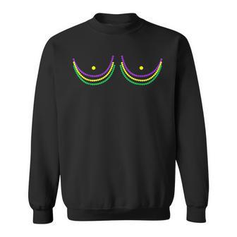 Boob Mardi Gras 2024 Beads Boobs Outline Sweatshirt - Seseable