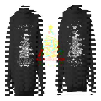 All Booked For Christmas Book Christmas Tree Lights Xmas Sweatshirt - Seseable