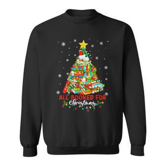 All Booked For Christmas Book Christmas Tree Lights Xmas Sweatshirt - Seseable