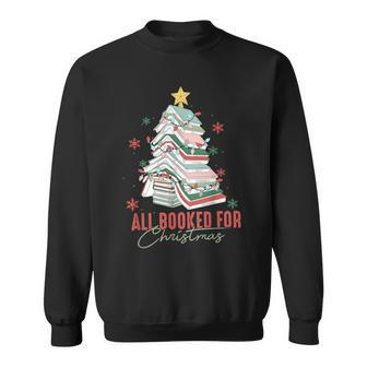 All Booked For Christmas Book Tree Christmas Xmas Lights Sweatshirt - Thegiftio UK