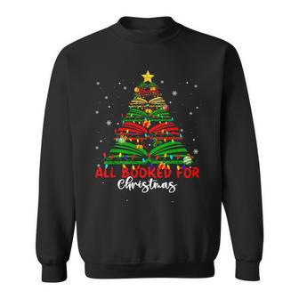 All Booked For Christmas Book Christmas Tree Xmas Lights Sweatshirt - Seseable