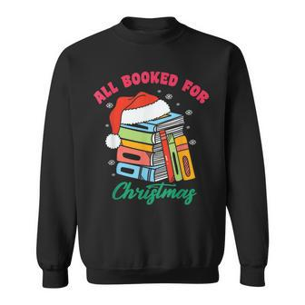 All Booked For Christmas Librarian Christmas Tree Lights Sweatshirt - Seseable