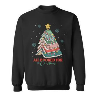 All Booked For Christmas Xmas Tree Holiday Pajamas Retro Sweatshirt - Thegiftio UK