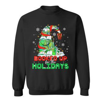 Booked Up For The Holidays Books Christmas Tree Book Lovers Sweatshirt - Seseable