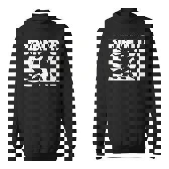 Born to Ski Schwarz Sweatshirt, Pistenmotiv für Skifahrer - Seseable