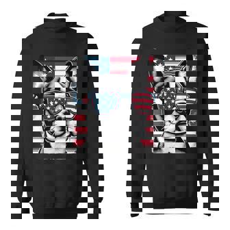 Boston Terrier Patriotic Sunglasess American Flag Sweatshirt | Seseable UK
