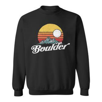 Boulder Colorado Vintage Mountains & Sun Retro Sweatshirt | Mazezy
