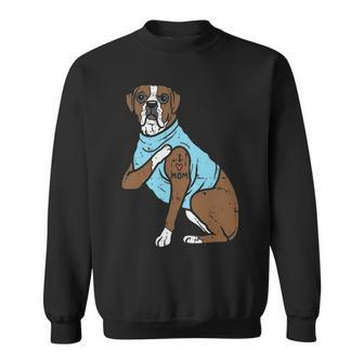 Boxer I Love Mom Cute Animal Pet Dog Lover Girls Sweatshirt | Mazezy