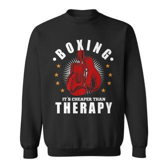 Boxing It's Cheaper Therapy Boxing Gloves Boxer Sweatshirt - Monsterry UK