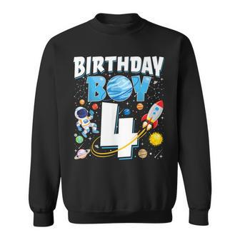 Boys 4Th Birthday Astronaut Space Planets Four Years Old Sweatshirt | Mazezy AU