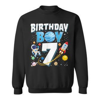 Boys 7Th Birthday Astronaut Space Planets Seven Years Old Sweatshirt - Seseable