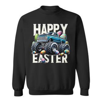 Boys Happy Easter Monster Truck Easter Eggs Hunt Toddler Kid Sweatshirt - Seseable