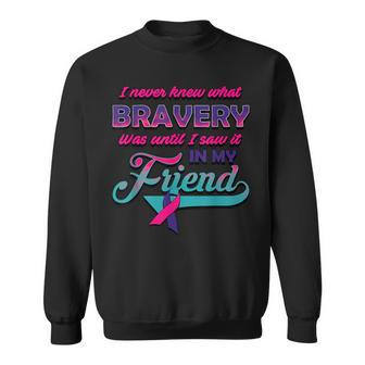 Bravery In My Friend Thyroid Cancer Awareness Ribbon Sweatshirt - Monsterry CA