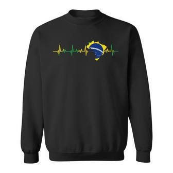Brazil Flag Heartbeat Sweatshirt - Seseable