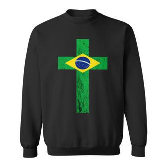 Brazil Jesus Cross Brazilian Faith Brasileiro Christian Sweatshirt - Monsterry CA