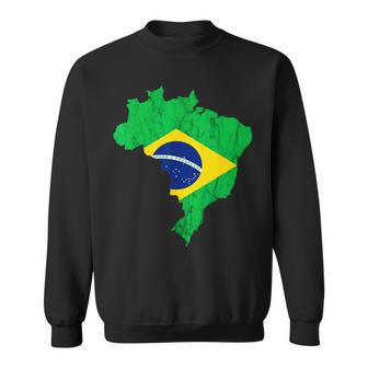 Brazil Map Brazilian Flag Trip Brasileiro Bandeiro Do Brasil Sweatshirt - Monsterry DE