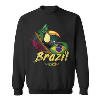Brazil Vintage Toucan With Flag And Samba Mask Sweatshirt - Seseable