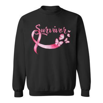 Breast Cancer Awareness Pink Butterflies Ribbon Survivor Sweatshirt - Monsterry DE