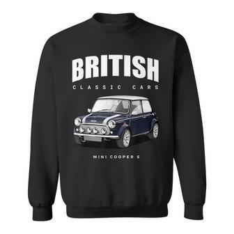 British Classic Car Dark Blue Mini Sports Car Sweatshirt - Thegiftio UK