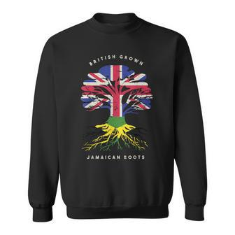 British Grown Jamaican Roots Uk Flag Jamaica Tree Graphic Sweatshirt - Thegiftio UK