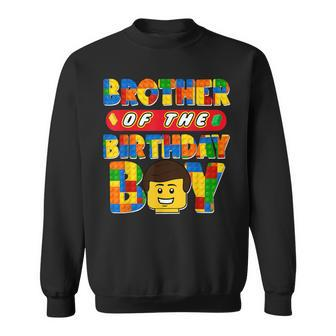 Brother Of The Birthday Boy Building Brick Family Matching Sweatshirt | Mazezy
