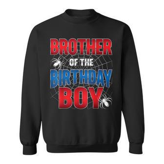 Brother Of Birthday Boy Costume Spider Web Birthday Party Sweatshirt - Seseable