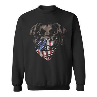 Brown Labrador In Patriotic Usa America Bandana Dog Sweatshirt | Mazezy